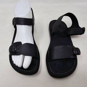 JERUSALEM SANDALS THE ORIGINAL JESUS BLACK LEATHER STRAPPY BUCKLE WOMENS US 6